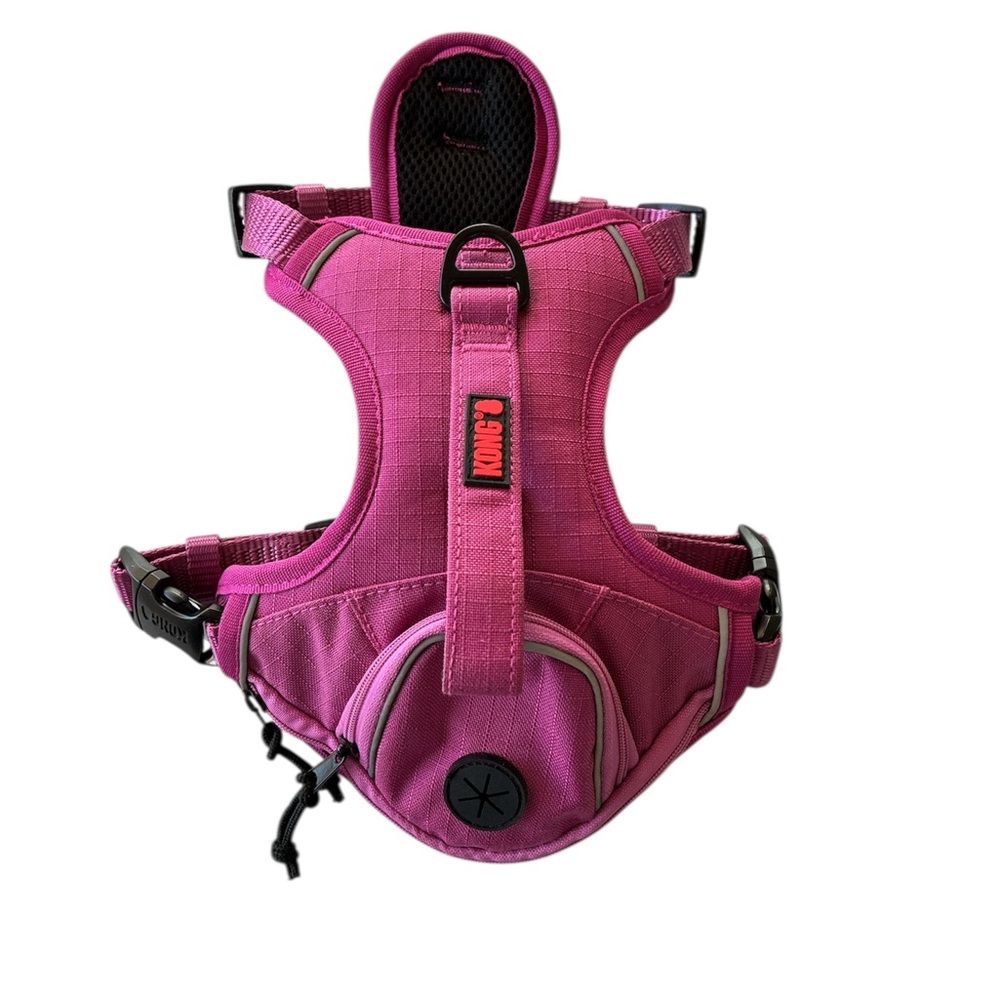 Kong Dog Harness Poop Bag Security Straps Lightweight Pink Black Mesh Small